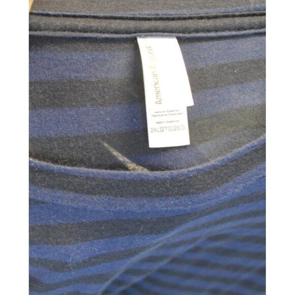 American Apparel Men’s Navy Black Stripe T-Shirt Short Sleeve 2XL - Picture 3 of 3